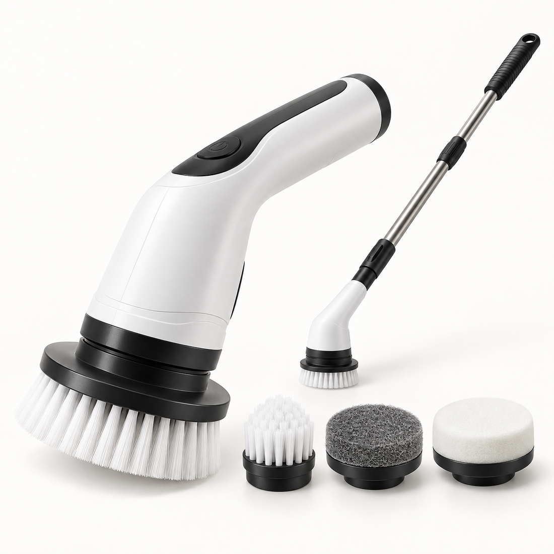 Escova elétrica de limpeza 5 em 1 com acessórios e cabo extensor