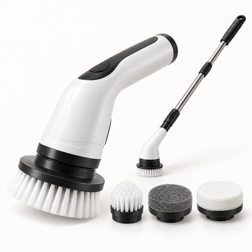 Escova elétrica de limpeza 5 em 1 com acessórios e cabo extensor